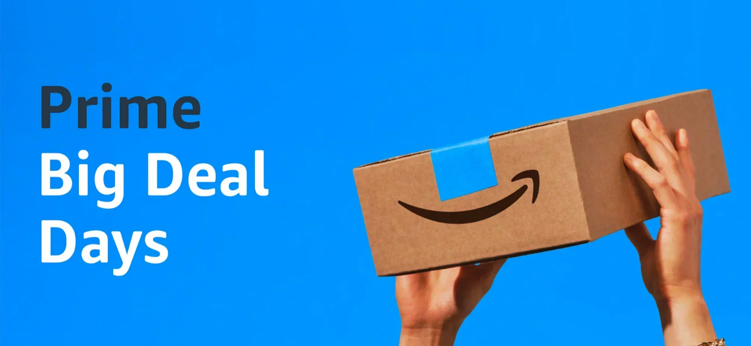 Amazon Prime Big Deal Days: banner showing an Amazon parcel held in two hands